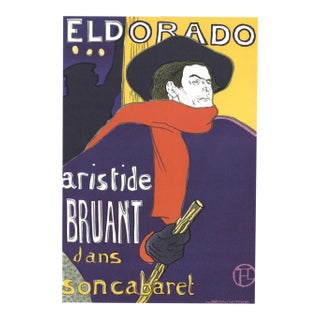1966 Henri De Toulouse-Lautrec 'Aristide Bruant - Eldorado' Art Nouveau Blue France Lithograph For Sale