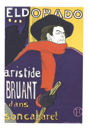 1966 Henri De Toulouse-Lautrec 'Aristide Bruant - Eldorado' Art Nouveau Blue France Lithograph