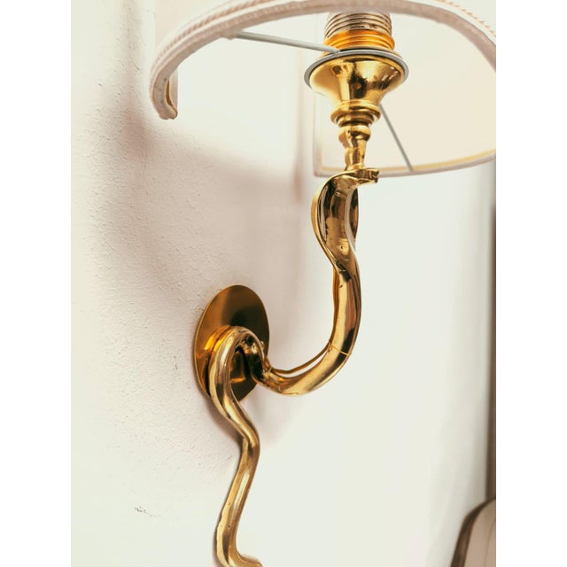 Brass Cobra Wall Light with Fan, 1930s For Sale - Image 9 of 13