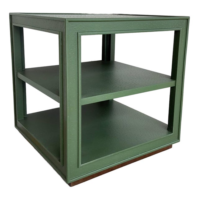 Made Goods Modern Green Faux Ostrich Adeen Side Table For Sale