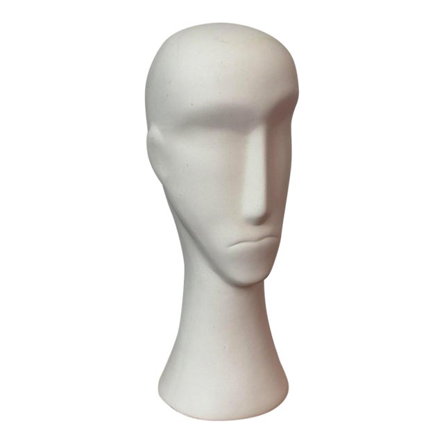 Early 2000s Modern White Plaster Figural Head Sculpture For Sale
