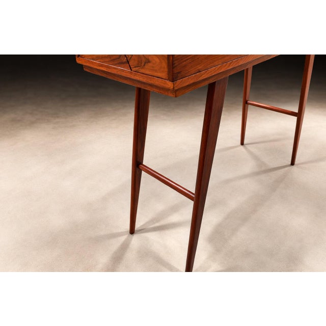 1960s Mid-Century Brazilian Modern Rosewood Lift-Top Desk / Vanity Console, Brazil, 1950s For Sale - Image 5 of 16