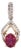Ruby Pendant W Earth Mined Diamonds in Solid 14k Dual Tone Gold | Oval 6x4mm For Sale