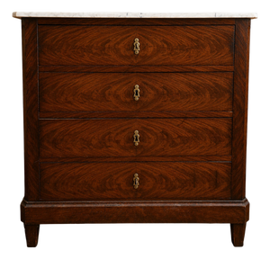 Louis-Philippe Chest of Drawers in Flame Mahogany with White Marble Top