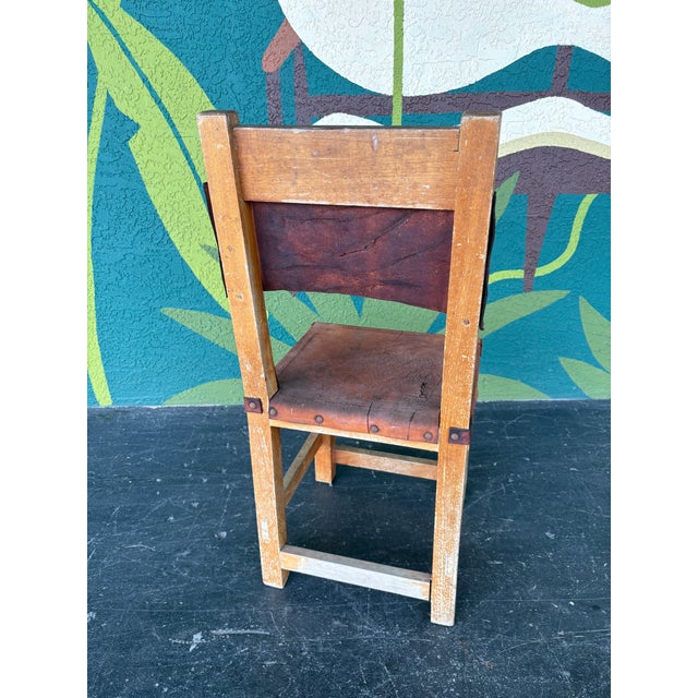 Primitive Tooled Leather Chairs - 4 For Sale - Image 11 of 12