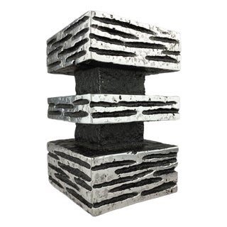 Brutalist Aluminum Candlestick, 1970 For Sale