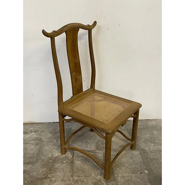 Wood 1960s Set of 6 Asian Style Dining Chairs With Wicker Seats For Sale - Image 7 of 9