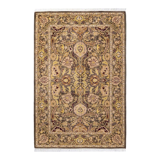 Mogul, One-of-a-Kind Hand-Knotted Area Rug - Brown, 4' 2" x 6' 1" For Sale