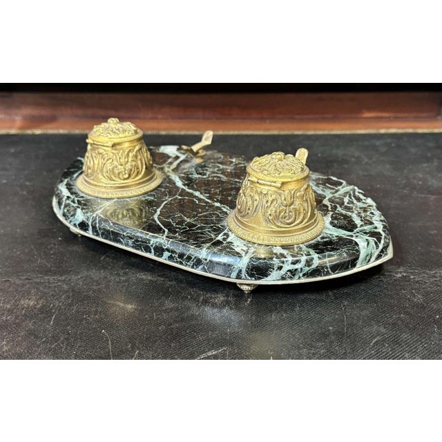 19th Century Napoleon III Inkwell in Marble and Bronze For Sale - Image 9 of 11