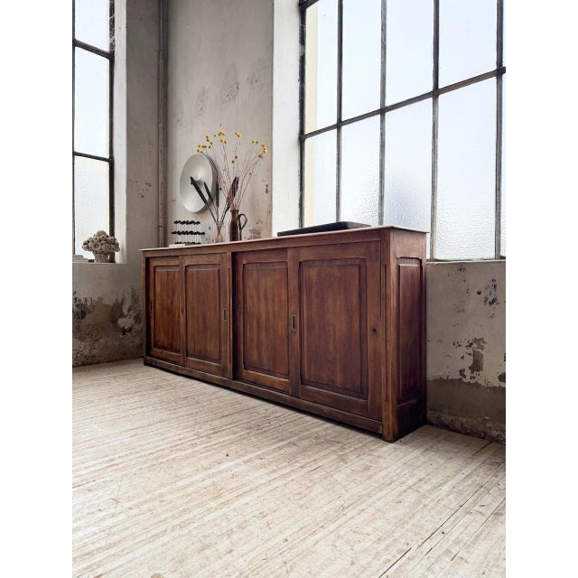 Brown Oak Sideboard with Sliding Doors, 1900s For Sale - Image 8 of 18
