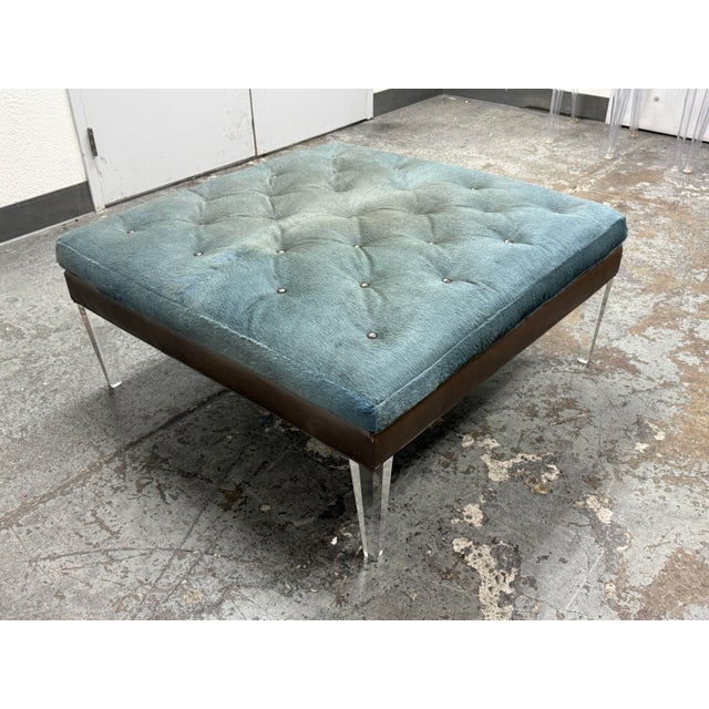 Lee Industries for Witford Hide + Leather Ottoman For Sale In San Francisco - Image 6 of 12