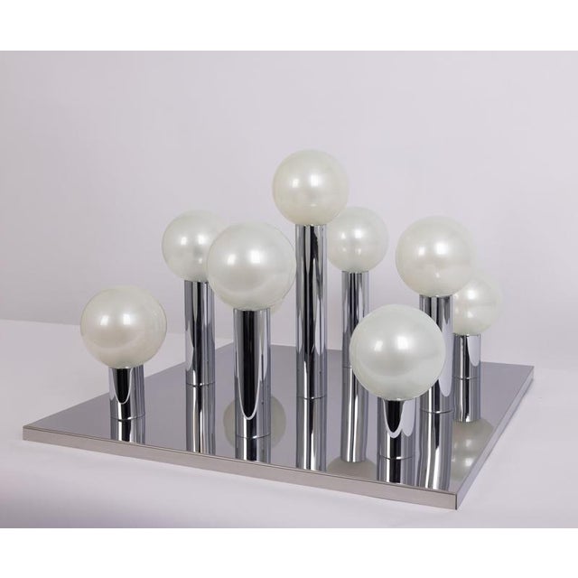 Large Flushmounts in Chrome and Perlmut by Motoko Ishii for Staff, 1970s, Set of 2 For Sale - Image 3 of 14