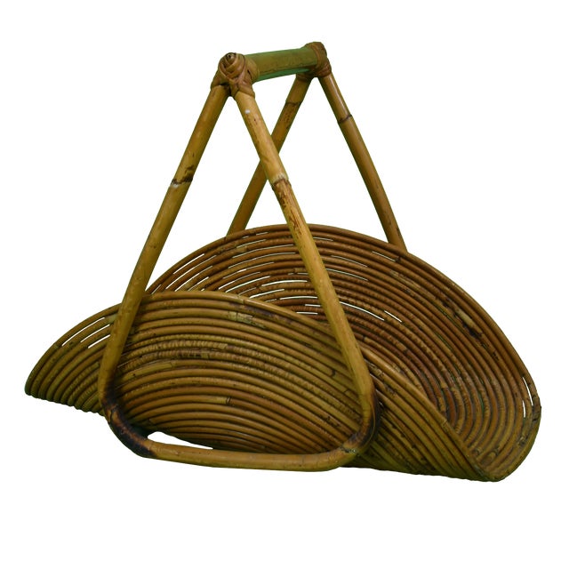 1990s Organic Pencil Reed Magazine Rack For Sale