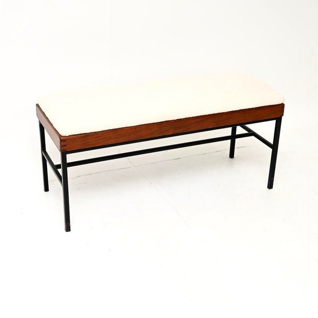 Black Vintage Wooden Steel Bench in Boucle, 1950 For Sale - Image 8 of 8