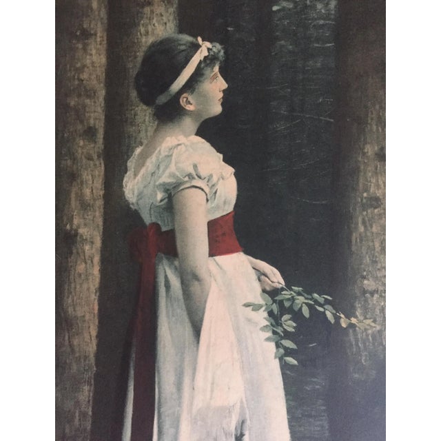 Black Antique Early 1900's Max Nonnenbruch Neoclassical Heliogravure Art Print " in the Fir Forest " 1891 For Sale - Image 8 of 13