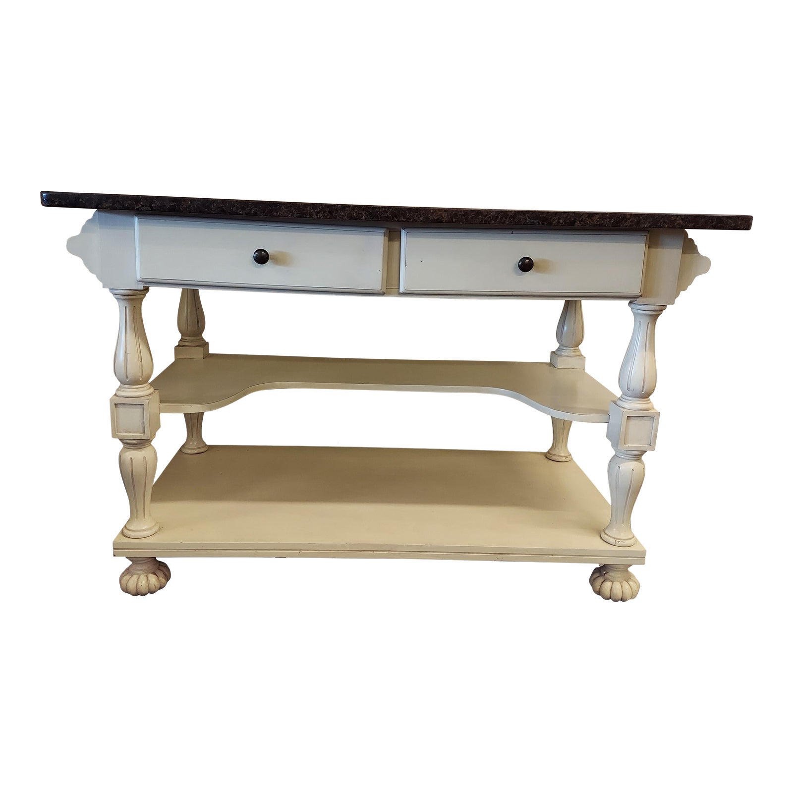 1960s Nichols and Stone Solid Wood Island with Marble Top Chairish