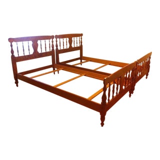 Ethan Allen American Traditional Maple Twin Beds -A Pair For Sale