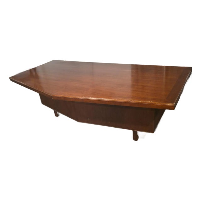 1960’s Monteverdi Young Mid-Century Modern Walnut Boomerang Executive Desk. For Sale