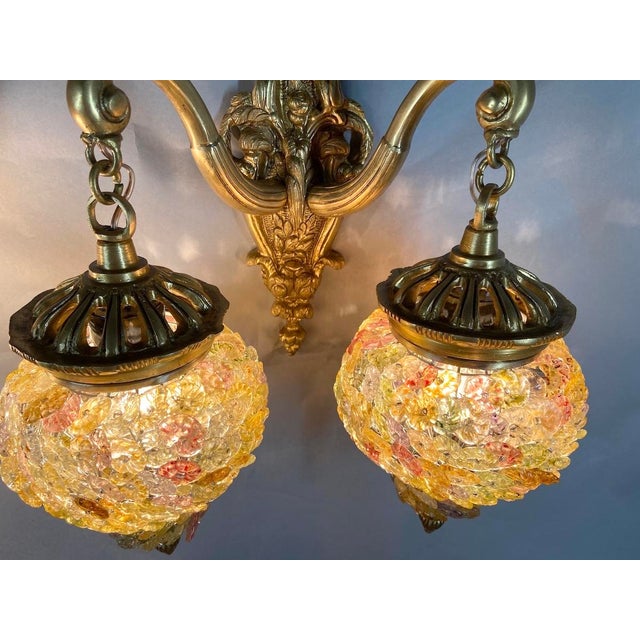 1980 Louis XVI Gold Bronze Wall Lamp Sconce Pair - 2 PCS For Sale - Image 11 of 15