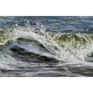 Ocean I by Elena Degenhardt | Soft pastel on paper depicting crashing ocean waves. For Sale