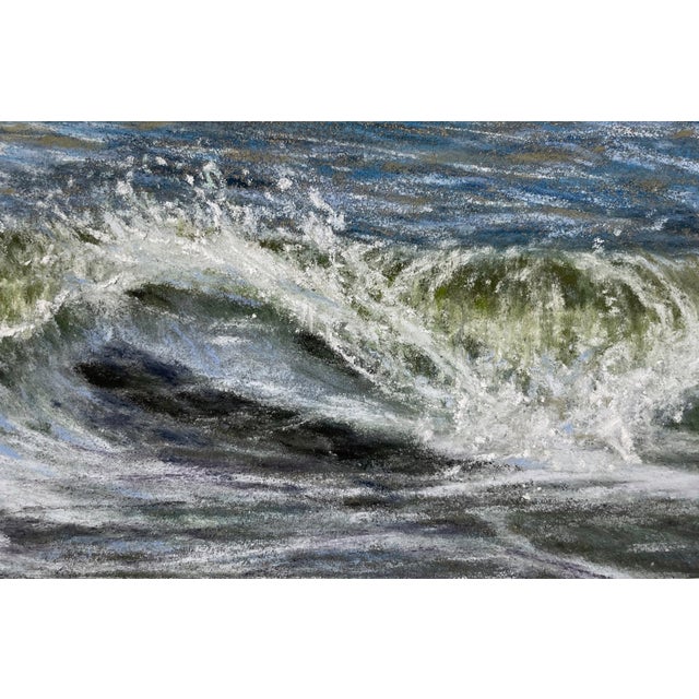 Ocean I by Elena Degenhardt | Soft pastel on paper depicting crashing ocean waves. For Sale