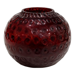 Cranberry Red Hobnail Art Glass Orb Vase