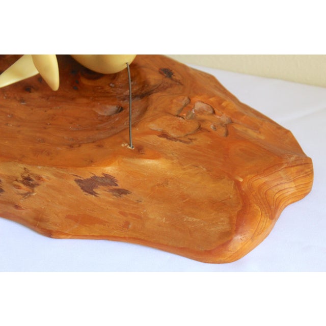 Vintage Mid-Century Modern John Perry Style Pellucida Seals on Burlwood Sculpture For Sale - Image 10 of 17