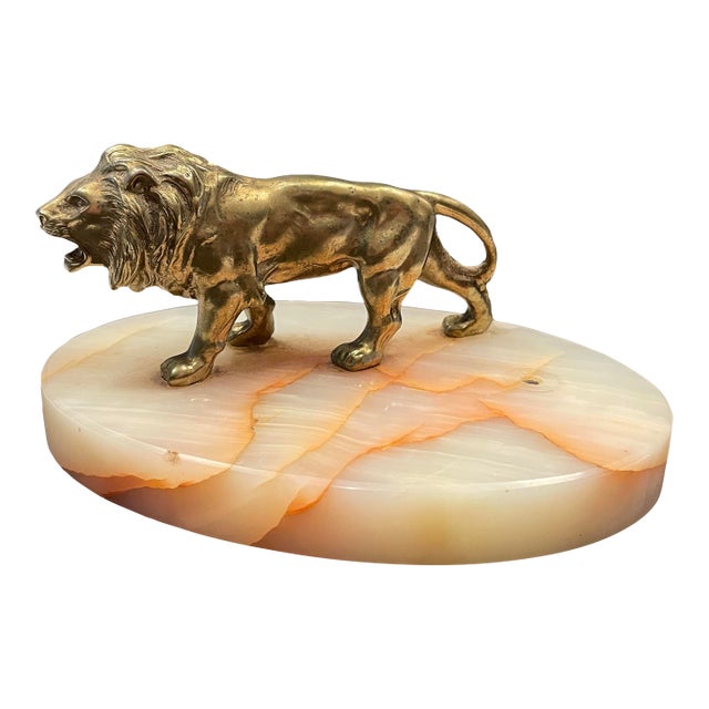 1950s Lion Desk Sculpture For Sale