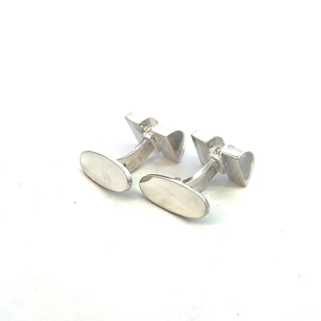 1990s Georg Jensen Estate Cufflinks Sterling Silver 15.4 Grams, 2 pieces For Sale - Image 11 of 12