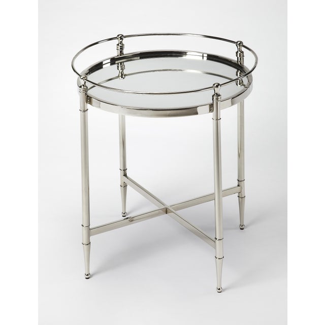 2020s Crosby 19 in. W Round Mirrored and Metal Side Table For Sale - Image 5 of 5
