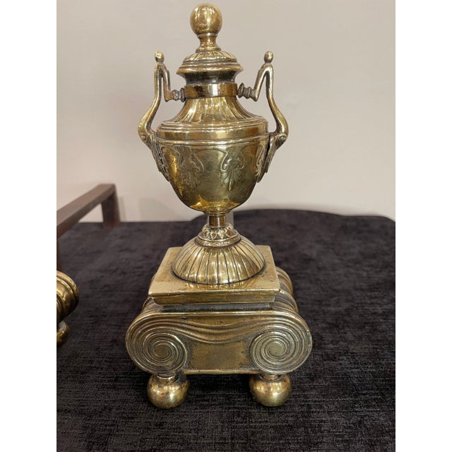 Mid 19th Century Brass Andirons, of Proportions - a Pair For Sale - Image 11 of 13