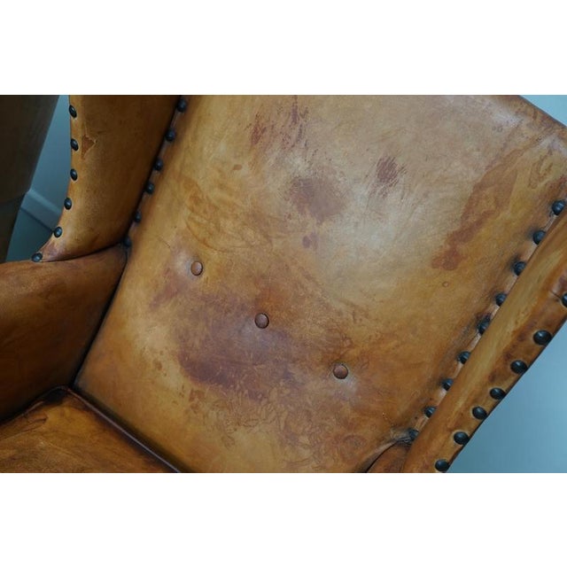 Dutch Cognac Leather Wingback Club Chairs, Set of 2 For Sale - Image 6 of 18