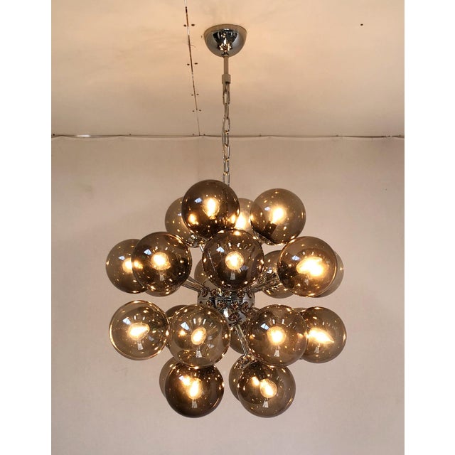 Glass 21st Century Nova Polished Nickel Smoky Murano Sputnik Chandelier by Fabio LTD For Sale - Image 7 of 8