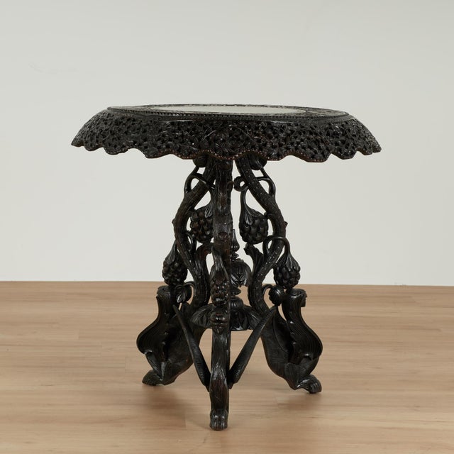 Black Antique Anglo Indian Carved Rosewood Table For Sale - Image 8 of 18