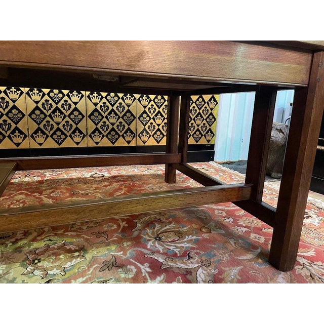 Wood Oak Farmhouse Table For Sale - Image 7 of 8