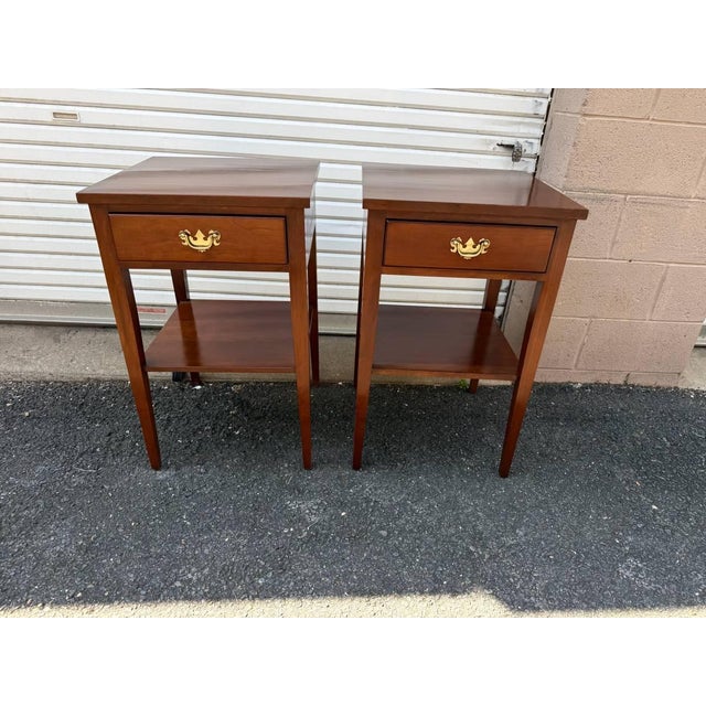 Pair of American Shaker Style 2 Tier Side Tables by Suter's Handcrafted Furniture From Harrisonburg Va. Solid wood frame,...