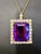 58 Ct Emerald Cut Amethyst & 7 Ct Diamond Pendant Necklace 14KY Gold + Chain For Sale - Image 13 of 18