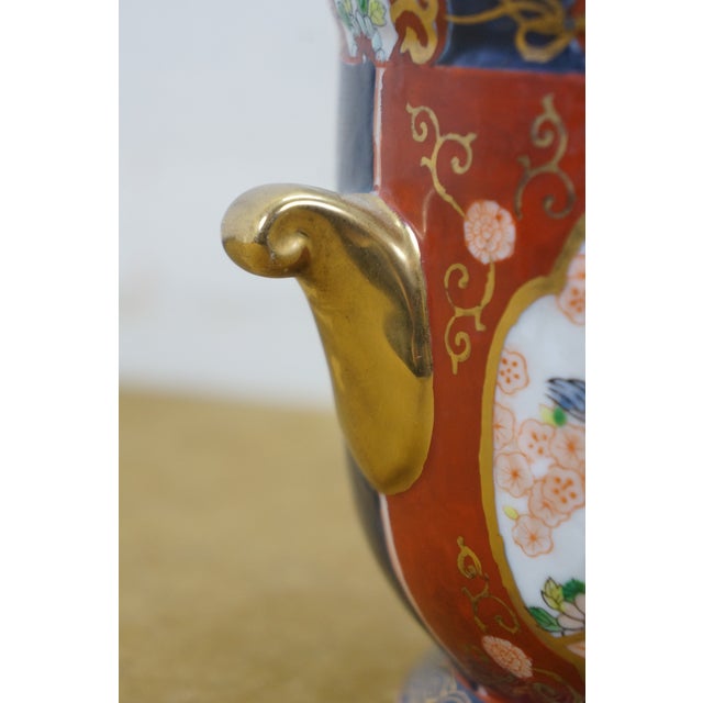 Pair Chinese Imari Style Handled Cachepots Planters Jardinieres Urns 7" For Sale - Image 14 of 14