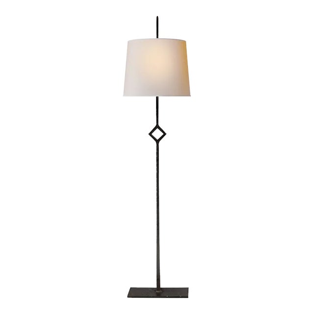 Visual Comfort Signature Cranston Buffet Lamp in Aged Iron with Natural Paper Shade For Sale