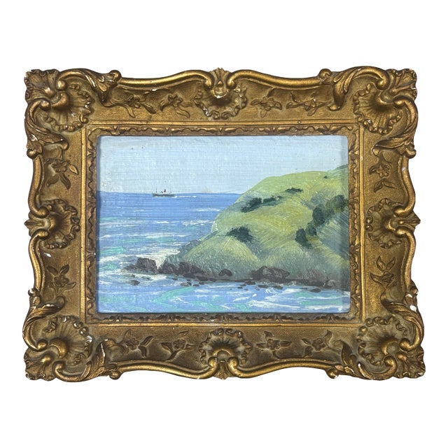 Vintage English Original Framed Oil on Board Seascape For Sale