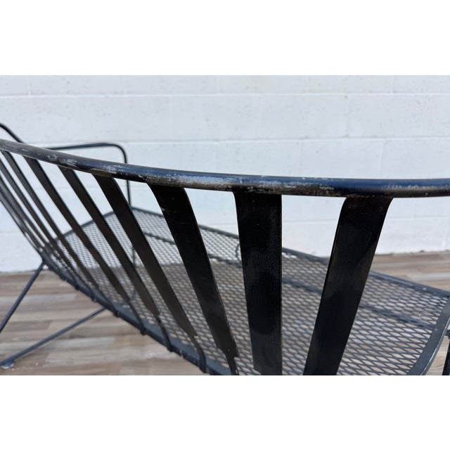 Vintage Mid-Century Modern Wrought Iron Patio Conversation Set | Loveseat & 2 Bouncer Chairs | Russell Woodard Style For Sale - Image 15 of 18