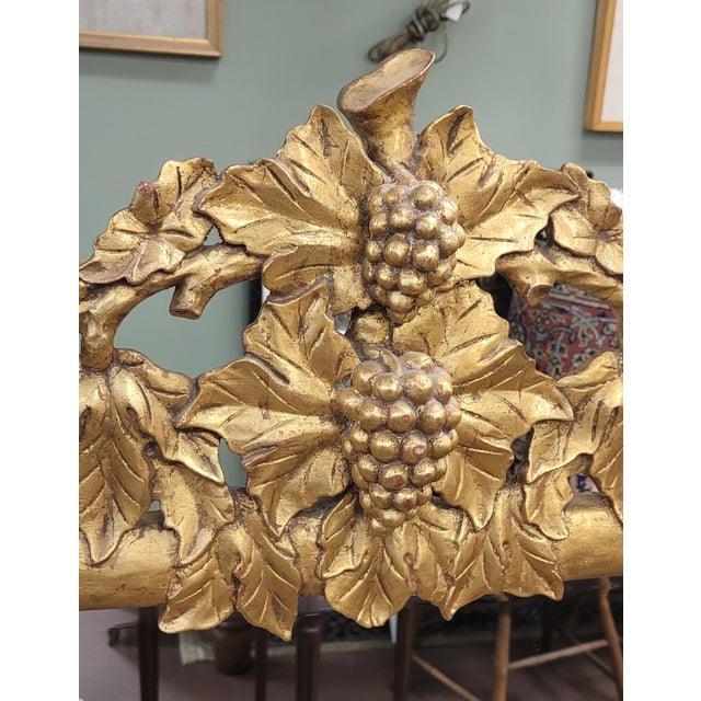 Art Nouveau Beautiful Vintage Gold Grape Carved Mirror For Sale - Image 3 of 12