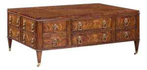 Ej Victor Burlwood and Walnut Lion Head Handle Coffee Table