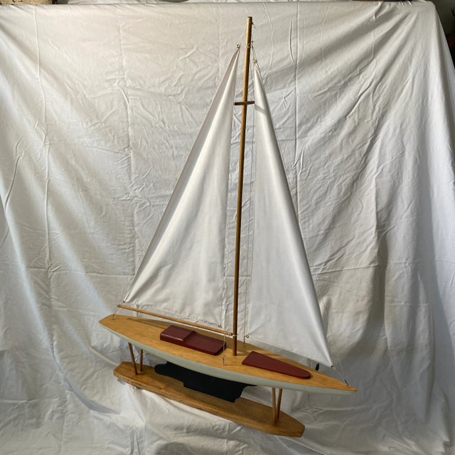 Large Vintage Mid-Century Modern Racing Sloop Model For Sale - Image 13 of 13