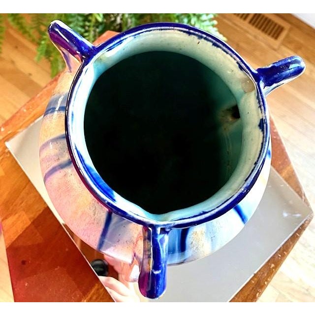 1920s Art Nouveau Vase in Blue and Ivory For Sale - Image 5 of 8