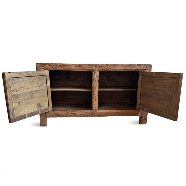 Rustic Antique Brick Elm Sideboard For Sale - Image 3 of 10