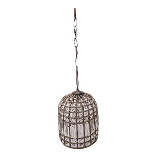 Eloquence Crystal Beaded Birdcage Pendant Light For Sale