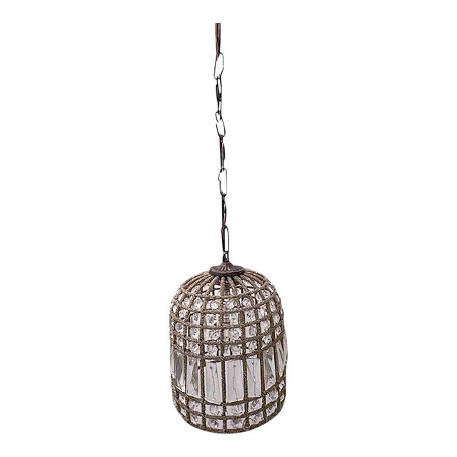Eloquence Crystal Beaded Birdcage Pendant Light For Sale