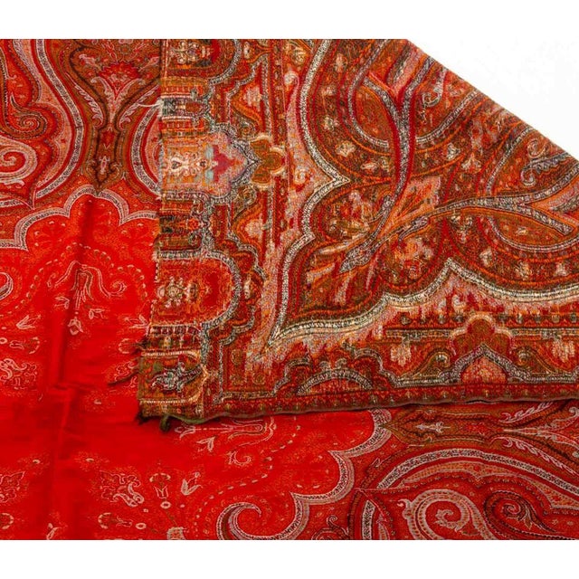 Paisley Woven Wool Shawl, 19th Century For Sale In New York - Image 6 of 7