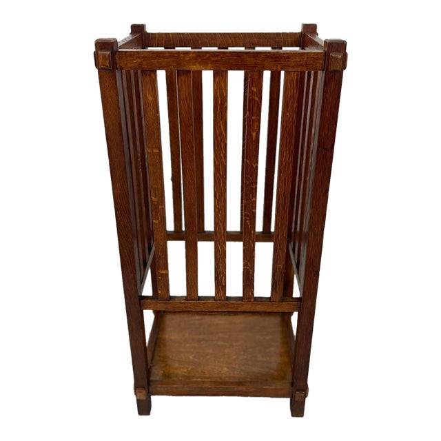 Vintage Arts and Crafts Style Wooden Umbrella Stand | Chairish